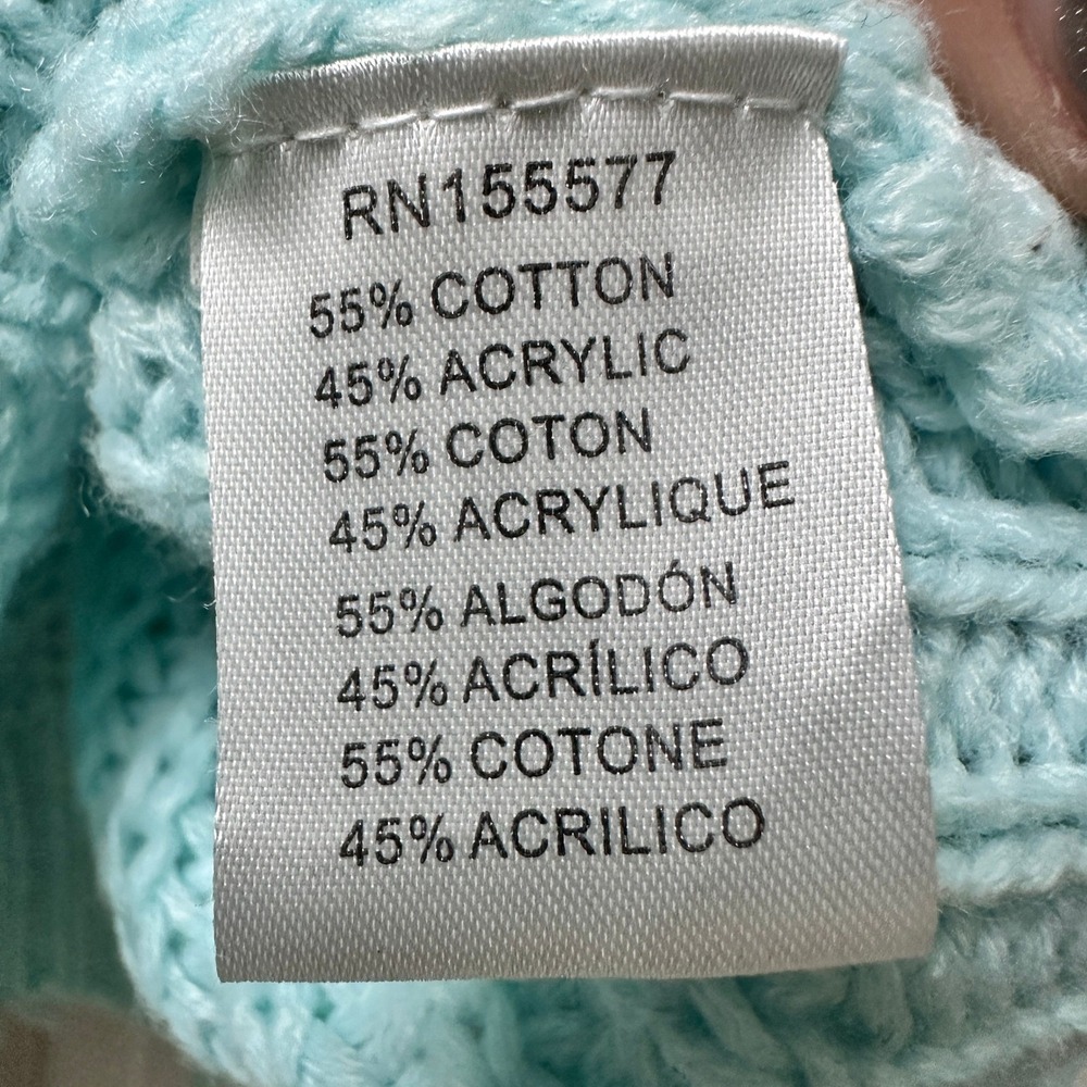 Miracle USA Light Blue Distressed V-Neck Sweater‎ M/L Pullover - Picture 10 of 16